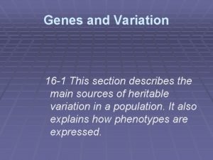 Section 16-1 genes and variation
