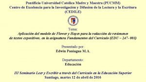 Pontificia Universidad Catlica Madre y Maestra PUCMM Centro