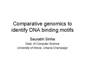 Comparative genomics to identify DNA binding motifs Saurabh