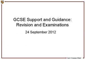 GCSE Support and Guidance Revision and Examinations 24