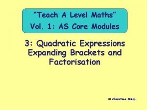 Teach A Level Maths Vol 1 AS Core