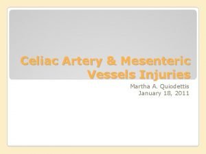 Celiac Artery Mesenteric Vessels Injuries Martha A Quiodettis