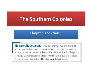 The Southern Colonies Chapter 3 Section 1 SETTLEMENT