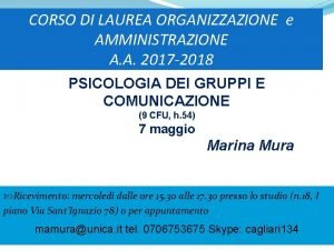 CORSO DI LAUREA ORGANIZZAZIONE e AMMINISTRAZIONE A A