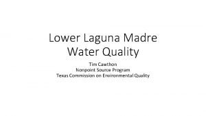 Lower Laguna Madre Water Quality Tim Cawthon Nonpoint