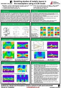 Modelling studies of metallic layers in the mesosphere