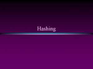 Hashing Hashing 2 Hashing Again a dynamic set
