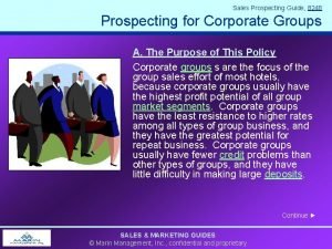 Sales Prospecting Guide 8248 Prospecting for Corporate Groups