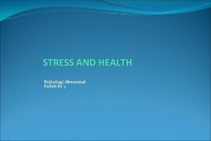 Example of stress as relational