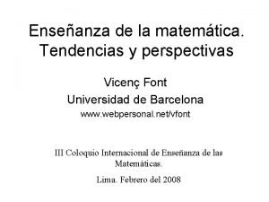 Enseanza de la matemtica Tendencias y perspectivas Vicen