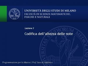 Lezione 3 Codifica dellaltezza delle note Programmazione per