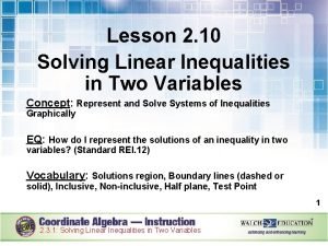 Lesson 16-2 graphing inequalities in two variables