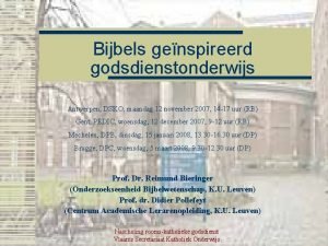 Bijbels genspireerd godsdienstonderwijs Antwerpen DSKO maandag 12 november
