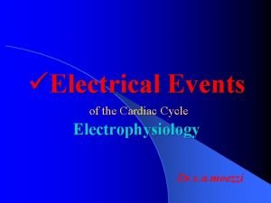 Electrical Events of the Cardiac Cycle Electrophysiology Dr Electrical Events of the Cardiac Cycle Electrophysiology Dr