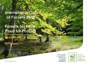 International Day of Forests 2015 Forests for Food