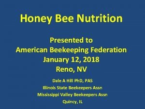 Honey Bee Nutrition Presented to American Beekeeping Federation