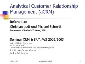 Analytical crm