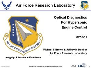 Air Force Research Laboratory Optical Diagnostics For Hypersonic