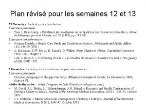 Plan rvis pour les semaines 12 et 13