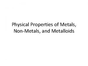 Metals and non metals