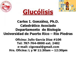 Gluclisis Carlos I Gonzlez Ph D Catedrtico Asociado