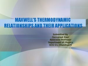 Maxwell relations applications