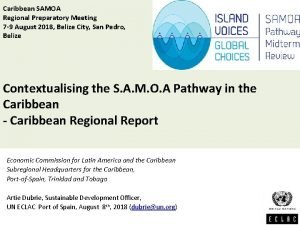 Caribbean SAMOA Regional Preparatory Meeting 7 9 August