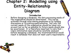 Chapter 2 Modelling using EntityRelationship Diagram Introduction Before