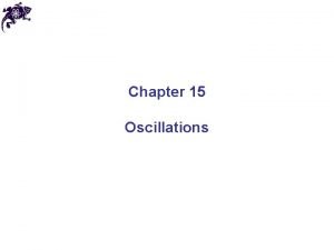Chapter 15 Oscillations Periodic motion Periodic harmonic motion