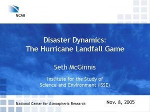 Disaster Dynamics The Hurricane Landfall Game Seth Mc