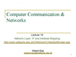 Computer Communication Networks Lecture 19 Network Layer IP