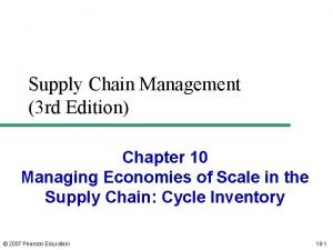 Role of cycle inventory in supply chain