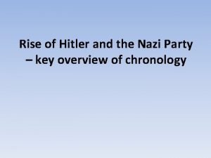 Rise of Hitler and the Nazi Party key