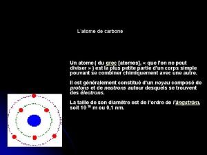 Latome de carbone Un atome du grec atomos