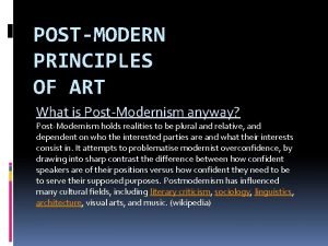 Postmodern principles of art definition