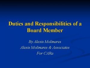 Duties and Responsibilities of a Board Member By