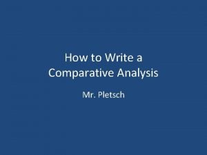 How to write a comparative study