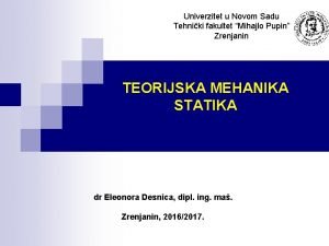 Univerzitet u Novom Sadu Tehniki fakultet Mihajlo Pupin