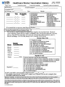 Healthcare Worker Vaccination History Page 1 of 2