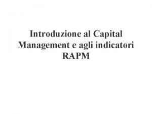 Introduzione al Capital Management e agli indicatori RAPM