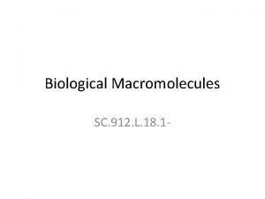 Biological Macromolecules SC 912 L 18 1 Macromolecules