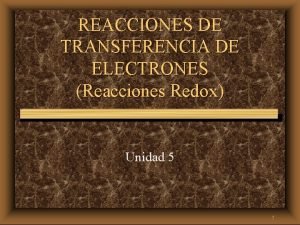 REACCIONES DE TRANSFERENCIA DE ELECTRONES Reacciones Redox Unidad