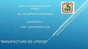 INSTITUTO TECNOLGICO DE ROQUE ING INDUSTRIAS ALIMENTARIAS BIOQUIMICA