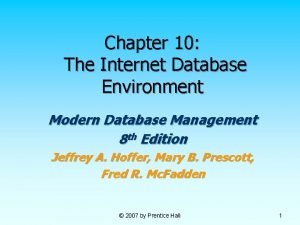 Chapter 10 The Internet Database Environment Modern Database