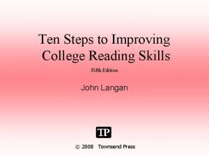 Ten steps to advancing college reading skills