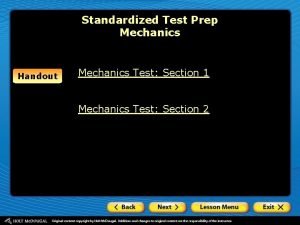 Standardized Test Prep Mechanics Handout Mechanics Test Section