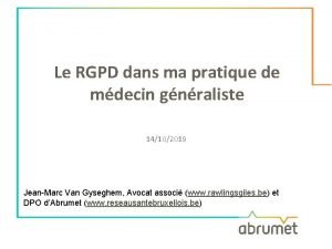 Le RGPD dans ma pratique de mdecin gnraliste