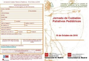 Jornada de Cuidados Paliativos Peditricos 19 de Octubre