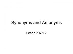 Grade 2 synonyms and antonyms