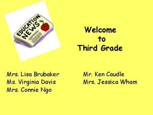 Welcome to Third Grade Mrs Lisa Brubaker Ms
